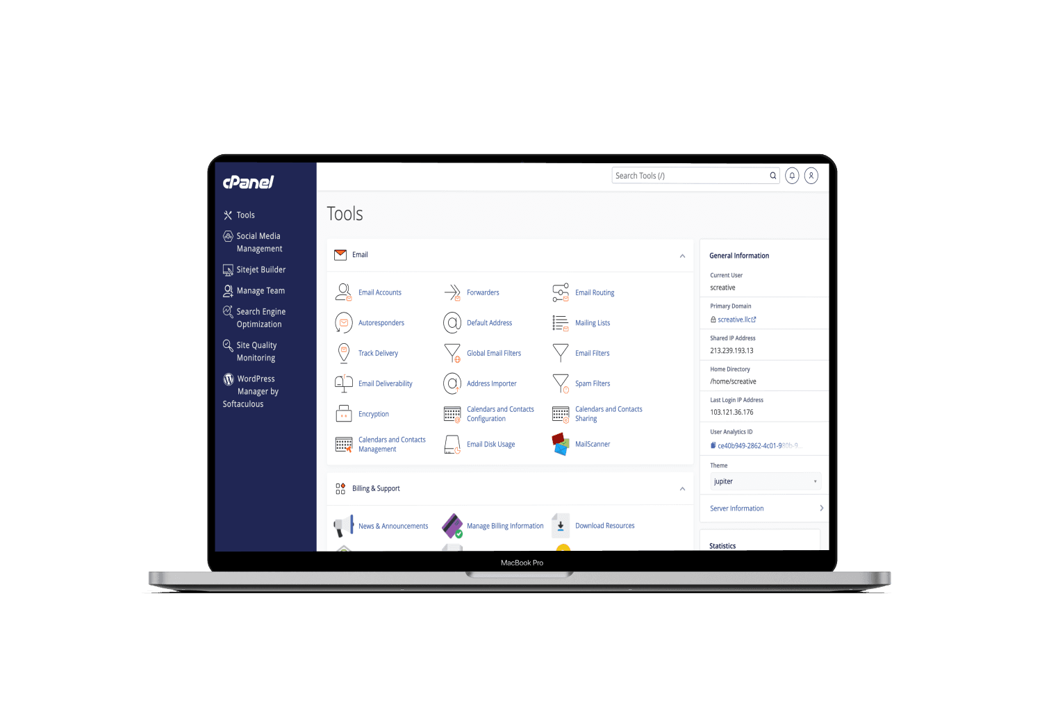 cPanel dashboard screenshot